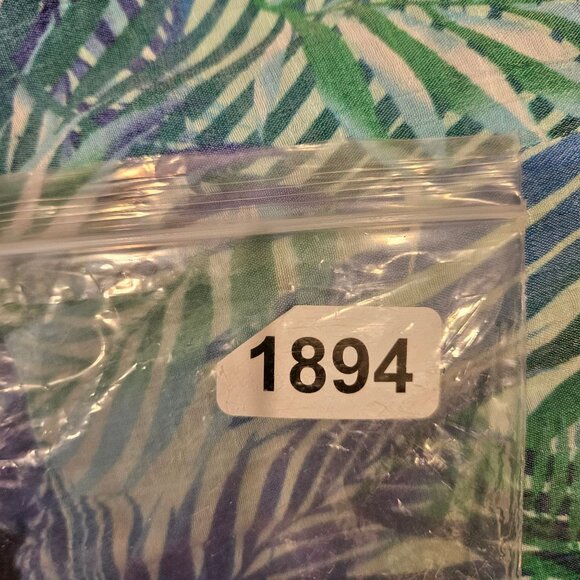 Catherines Blouse 1X Womens Bell Sleeve Top Blue Green Leaf Print Gauzy Peasant - Picture 14 of 14